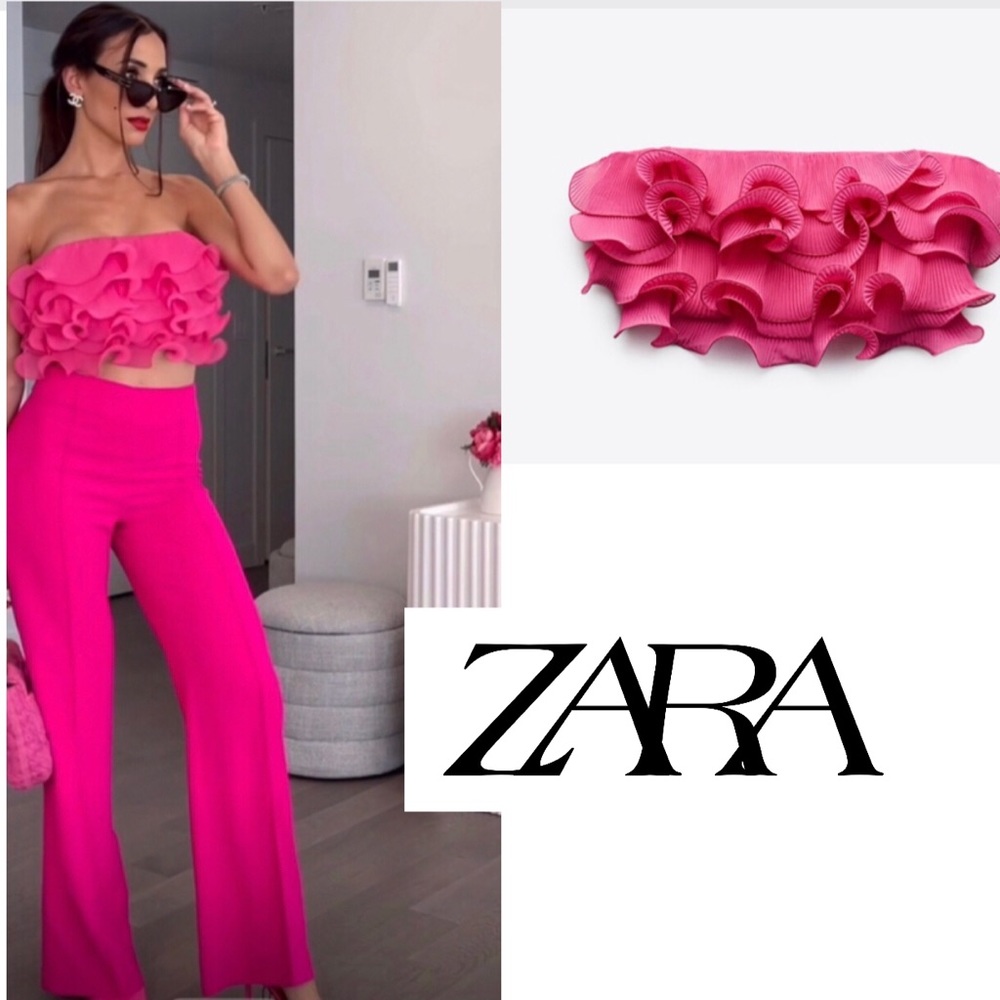 ZARA RUFFLED CROP TOP BLOGGERES FAVORITE